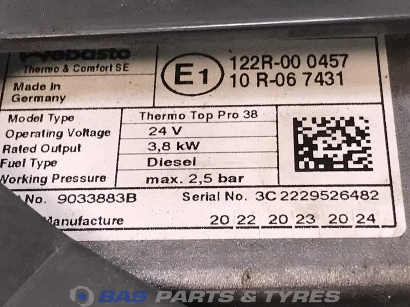 Webasto Thermo Top Pro 38 Standkachel 2289937 - Calefacción/ Ventilación para Camión: foto 5 Webasto Thermo Top Pro 38 Standkachel 2289937 - Calefacción/ Ventilación para Camión: foto 5