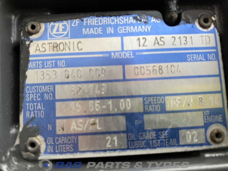 ZF XF105 DAF 12AS2131 TD AS Tronic Versnellingsbak 1801230 - Caja de cambios para Camión: foto 5 ZF XF105 DAF 12AS2131 TD AS Tronic Versnellingsbak 1801230 - Caja de cambios para Camión: foto 5
