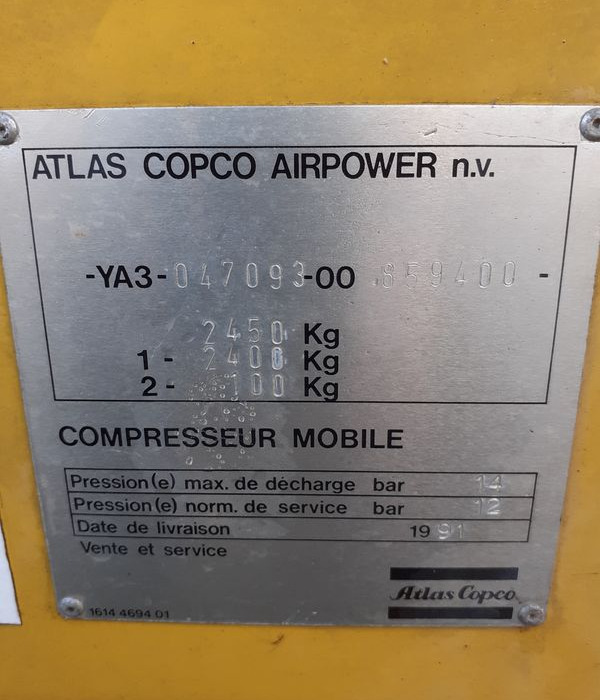 Compresseur de chantier Atlas Copco XAHS 175 - Compresor de aire: foto 5 Compresseur de chantier Atlas Copco XAHS 175 - Compresor de aire: foto 5