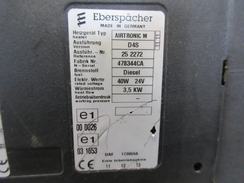 DAF 1739556 STANDKACHEL EBERSPACHER DS4 DAF XF 105 MODEL 2012 - Sistema eléctrico para Camión: foto 4 DAF 1739556 STANDKACHEL EBERSPACHER DS4 DAF XF 105 MODEL 2012 - Sistema eléctrico para Camión: foto 4