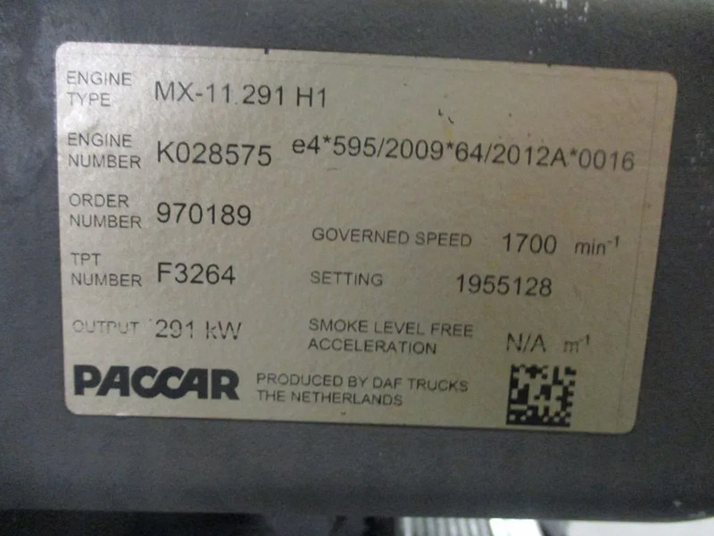 DAF 1955128//MX11 291 H1 EURO 6 DAF CF MOTOR - Motor para Camión: foto 5 DAF 1955128//MX11 291 H1 EURO 6 DAF CF MOTOR - Motor para Camión: foto 5