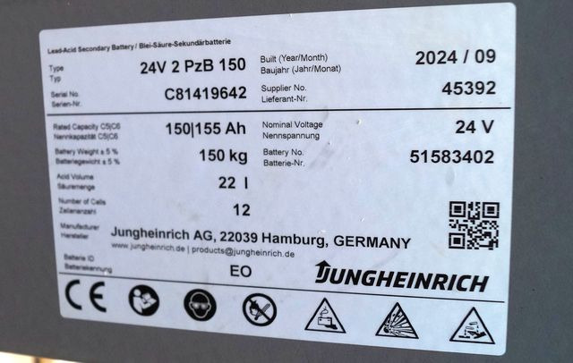 Jungheinrich unknown | Battery 24 2PZB150 year 2024 weight 150 kg sn. C81419642 - Acumulador para Equipo de manutención: foto 3 Jungheinrich unknown | Battery 24 2PZB150 year 2024 weight 150 kg sn. C81419642 - Acumulador para Equipo de manutención: foto 3