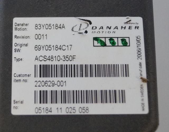 Toyota/BT 220629-001 | Danaher motion AC Superdrive motor controller 83Y05184A A Danaher motion AC Superdrive motor controller 83Y05184A ACS4810-350F Rev 0011 sn. 0518411025058 - Unidad de control para Equipo de manutención: foto 2 Toyota/BT 220629-001 | Danaher motion AC Superdrive motor controller 83Y05184A A Danaher motion AC Superdrive motor controller 83Y05184A ACS4810-350F Rev 0011 sn. 0518411025058 - Unidad de control para Equipo de manutención: foto 2
