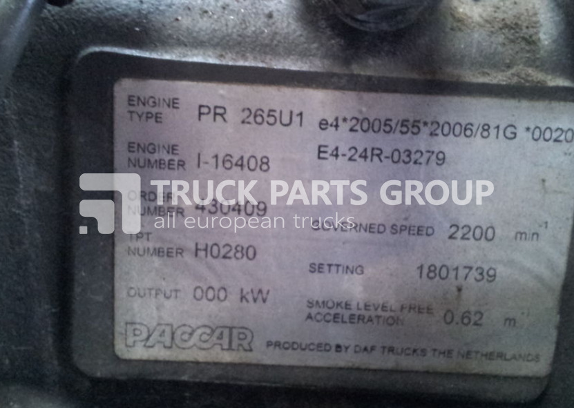 DAF engine PR26541 1-16408 PR26541 1-16408 by Paccar PR 265U1 EUR engine - Motor para Camión: foto 2 DAF engine PR26541 1-16408 PR26541 1-16408 by Paccar PR 265U1 EUR engine - Motor para Camión: foto 2
