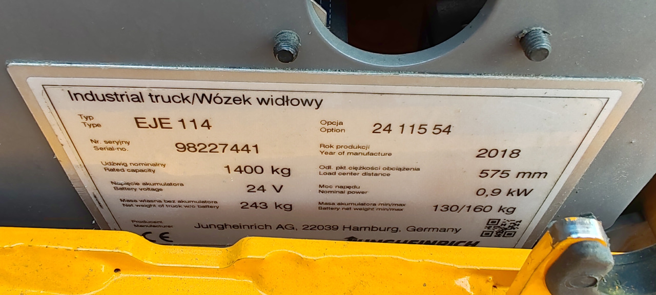 Jungheinrich EJE 114 Lion 1400kg/ 2018y/ 10138mh - Transpaleta: foto 5 Jungheinrich EJE 114 Lion 1400kg/ 2018y/ 10138mh - Transpaleta: foto 5