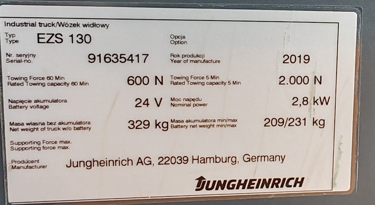 Jungheinrich ezs 130 / 2019y/ 2392mh - Remolcadora: foto 4 Jungheinrich ezs 130 / 2019y/ 2392mh - Remolcadora: foto 4