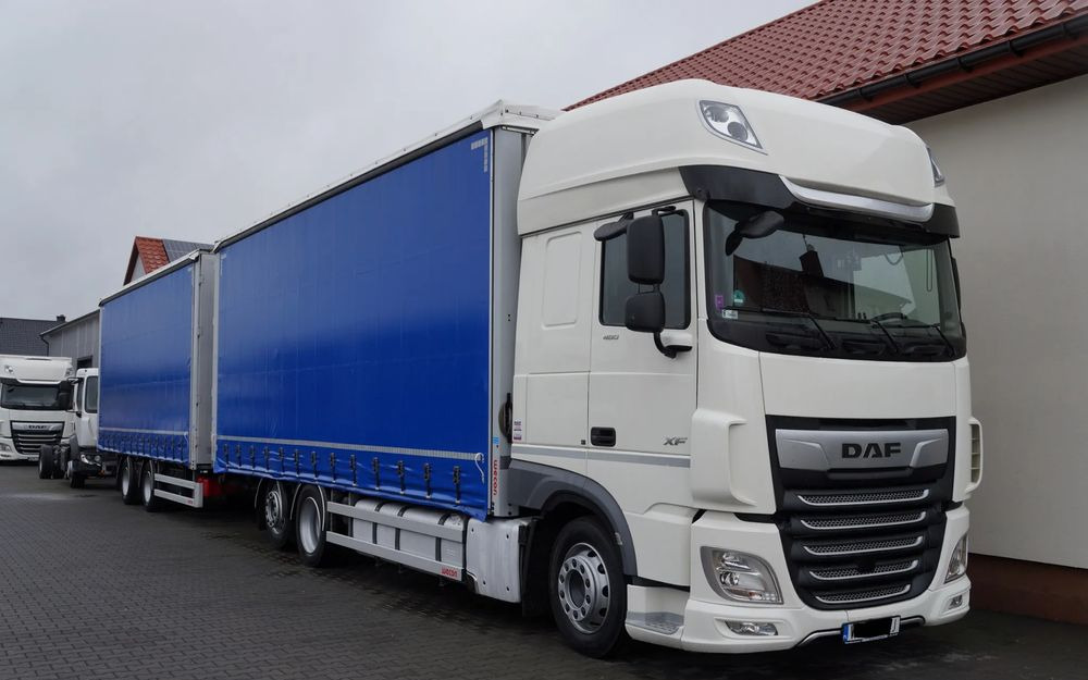 DAF XF 480 EURO 6 ZESTAW TANDEM PRZEJAZDOWY 120 M3 7,7 M + 7,7 M WECON - Camión lona: foto 1 DAF XF 480 EURO 6 ZESTAW TANDEM PRZEJAZDOWY 120 M3 7,7 M + 7,7 M WECON - Camión lona: foto 1