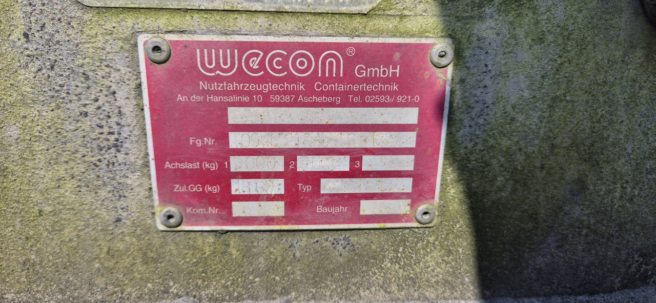 Wecon AW 218 LZ verzinkter Rahmen - Remolque portacontenedore/ Intercambiable: foto 4 Wecon AW 218 LZ verzinkter Rahmen - Remolque portacontenedore/ Intercambiable: foto 4