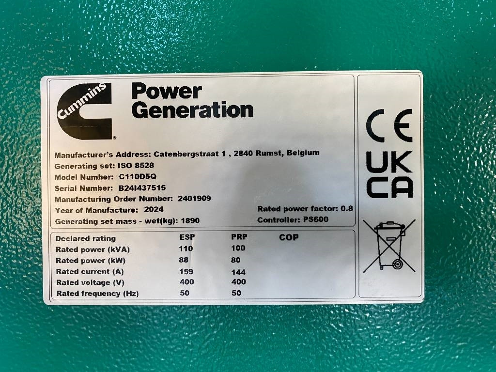Cummins C110D5Q - Open Genset - DPX-18509-Q-O - Generador industriale: foto 5 Cummins C110D5Q - Open Genset - DPX-18509-Q-O - Generador industriale: foto 5