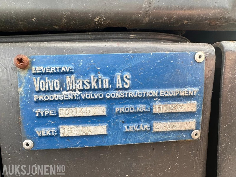 2008 Volvo ECR145C - Engcon tiltrotator - Puss og graveskuff. - Excavadora: foto 5 2008 Volvo ECR145C - Engcon tiltrotator - Puss og graveskuff. - Excavadora: foto 5