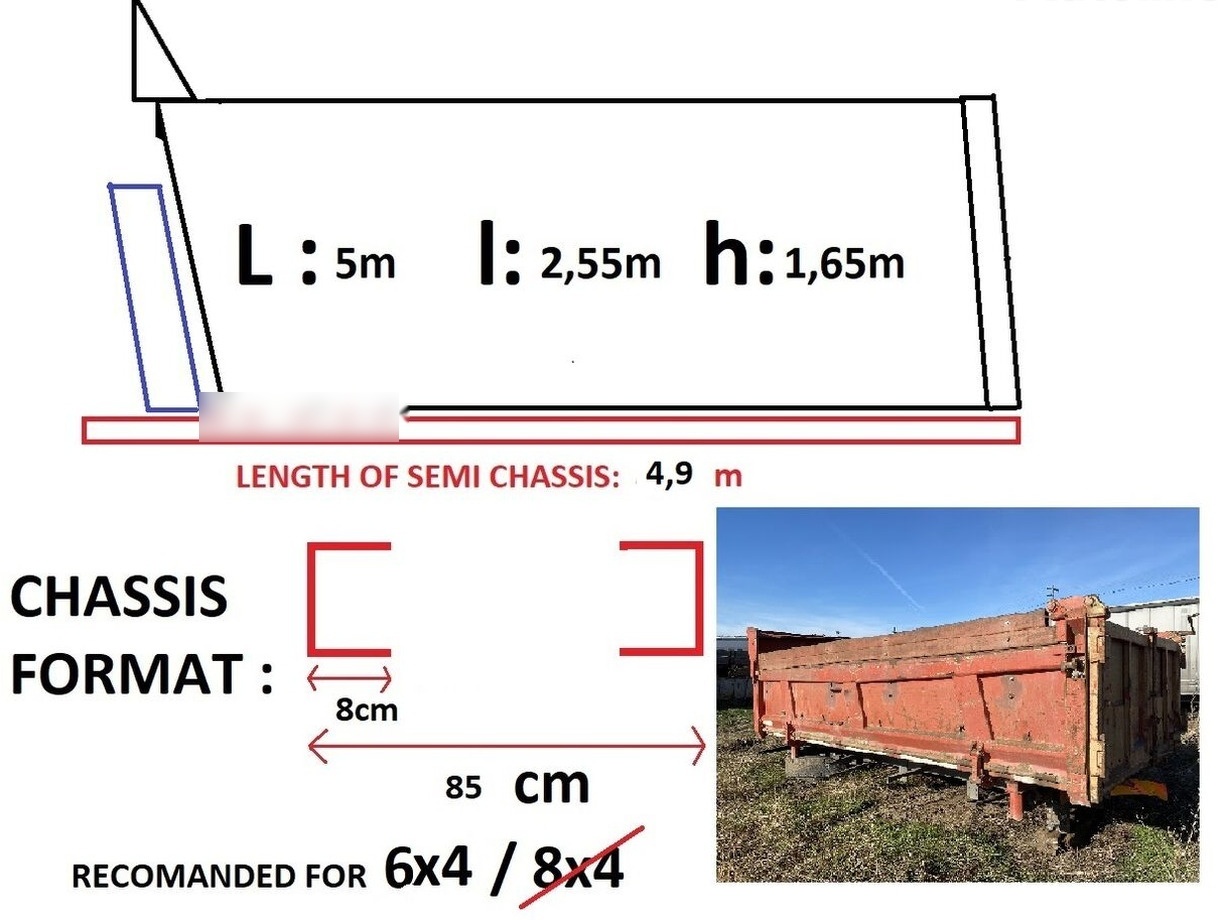 Hyva Bena 6x4 cu semissiu si cilindru : 4,9 m lungime semisasiu pentr - Bastidor/ Chasis para Camión: foto 1 Hyva Bena 6x4 cu semissiu si cilindru : 4,9 m lungime semisasiu pentr - Bastidor/ Chasis para Camión: foto 1