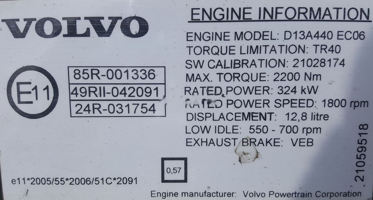 Volvo D13A440 EC06 Volvo FM, FMX - Motor para Camión: foto 2 Volvo D13A440 EC06 Volvo FM, FMX - Motor para Camión: foto 2