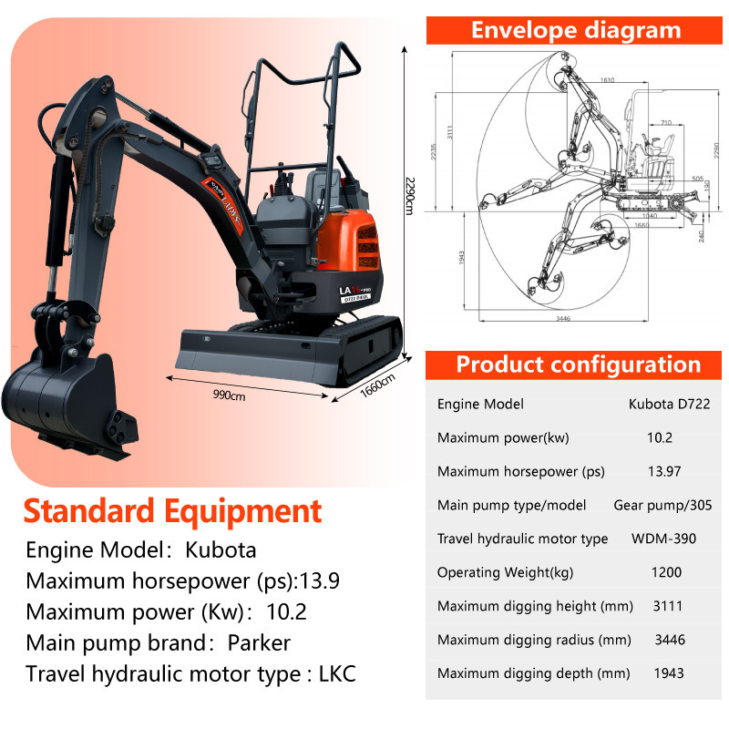 LADYS LA16Pro Mini Excavator CE Certification Kubota Engine(Factory Outlet) Mini Pelle Minibagger Minikoparka Miniexcavadora - Miniexcavadora: foto 2 LADYS LA16Pro Mini Excavator CE Certification Kubota Engine(Factory Outlet) Mini Pelle Minibagger Minikoparka Miniexcavadora - Miniexcavadora: foto 2