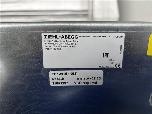 Ziehl Abegg ER63C4DN Centrifugal fan - Maquinaria de alimentación: foto 5 Ziehl Abegg ER63C4DN Centrifugal fan - Maquinaria de alimentación: foto 5