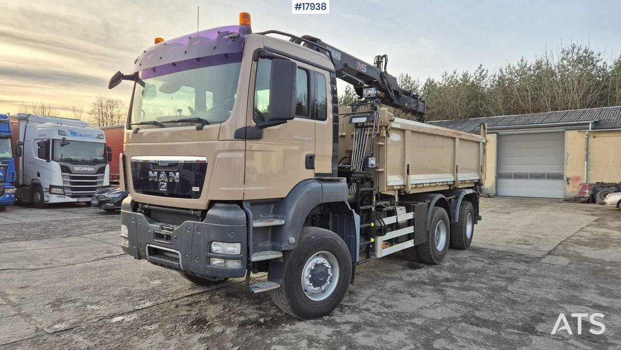 Tipper MAN TGS 33.400 6x4 HDS HIAB 144 DS-2 DUO (2009) - Camión volquete, Camión grúa: foto 1 Tipper MAN TGS 33.400 6x4 HDS HIAB 144 DS-2 DUO (2009) - Camión volquete, Camión grúa: foto 1