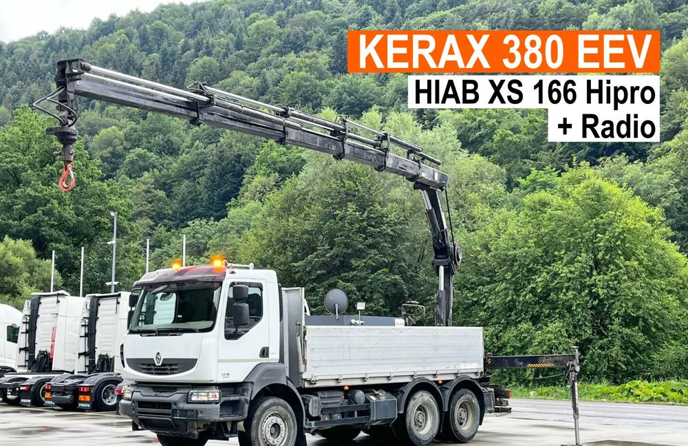 Renault Kerax 380 EEV // Skrzynia Burtowa // HIAB XS166 Hipro + Radio // Zwolnice // // - Camión caja abierta, Camión grúa: foto 1 Renault Kerax 380 EEV // Skrzynia Burtowa // HIAB XS166 Hipro + Radio // Zwolnice // // - Camión caja abierta, Camión grúa: foto 1