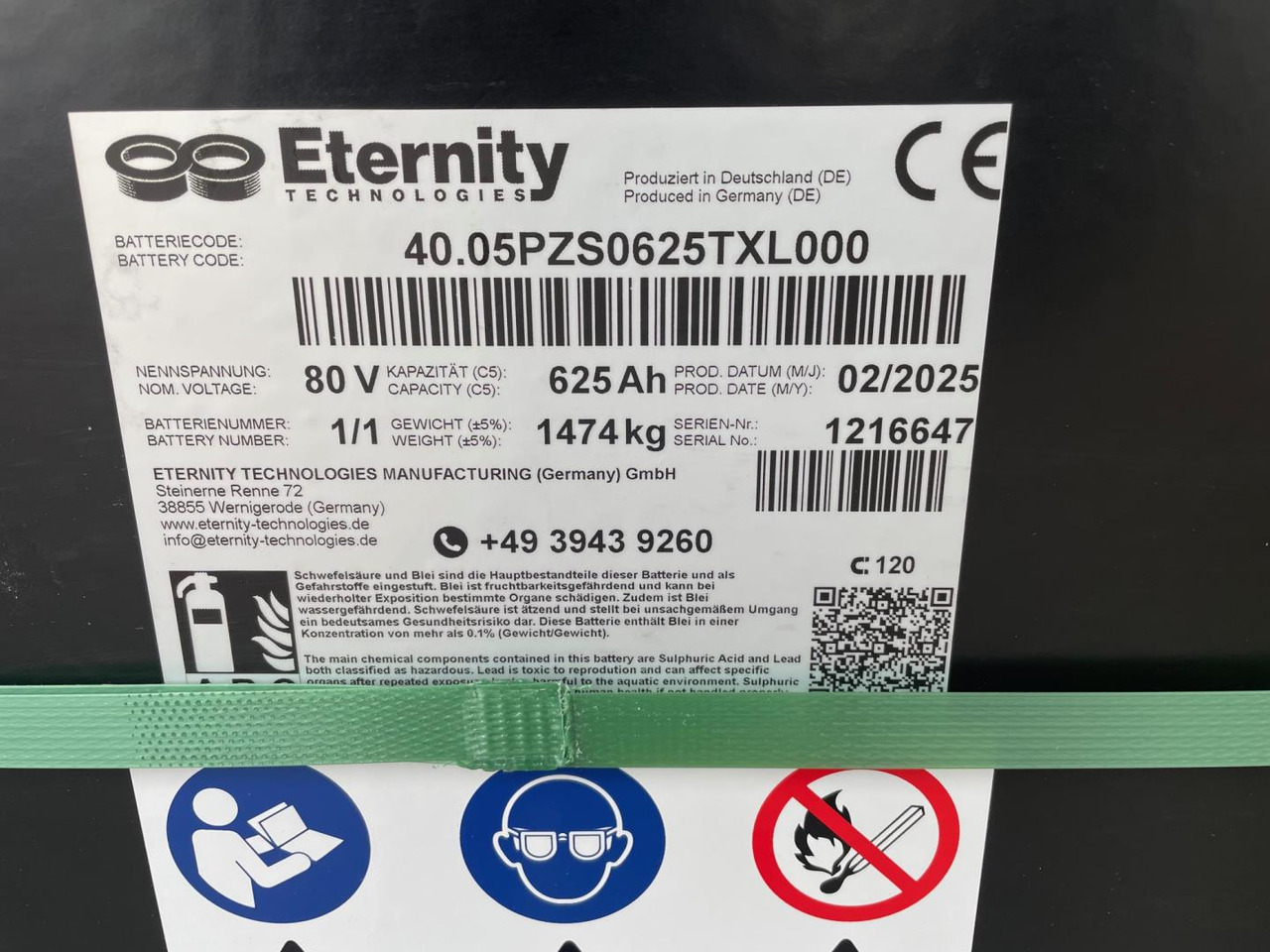 Eternity 80V 5 EPzS 625 - Acumulador para Equipo de manutención: foto 2 Eternity 80V 5 EPzS 625 - Acumulador para Equipo de manutención: foto 2