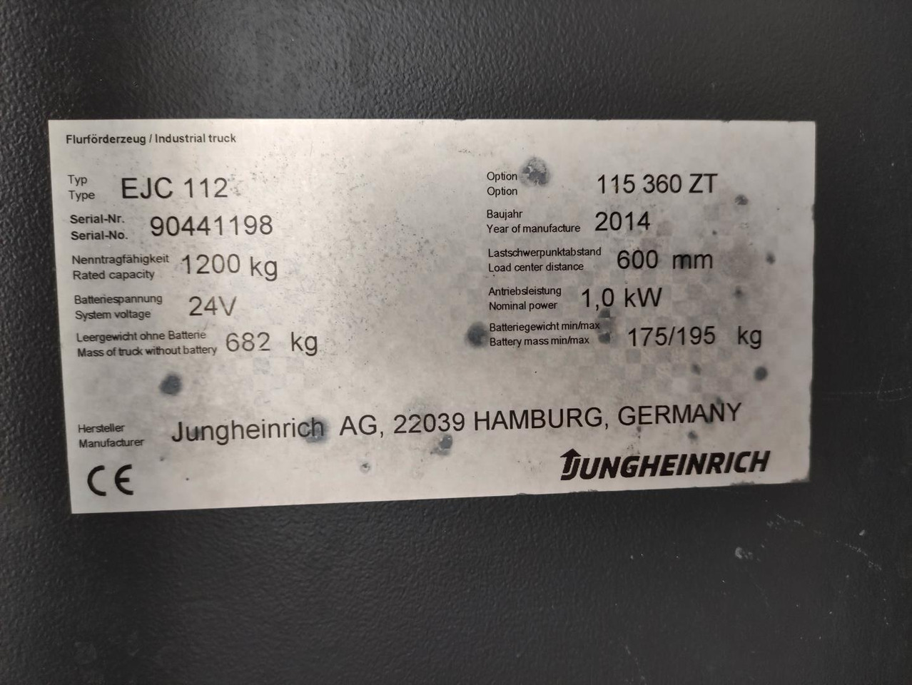 Jungheinrich EJC 112 - Apilador: foto 5 Jungheinrich EJC 112 - Apilador: foto 5