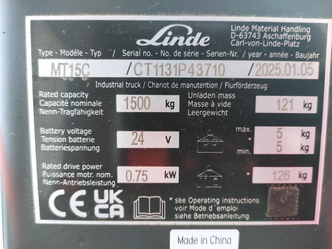 Linde MT15C - Transpaleta: foto 5 Linde MT15C - Transpaleta: foto 5