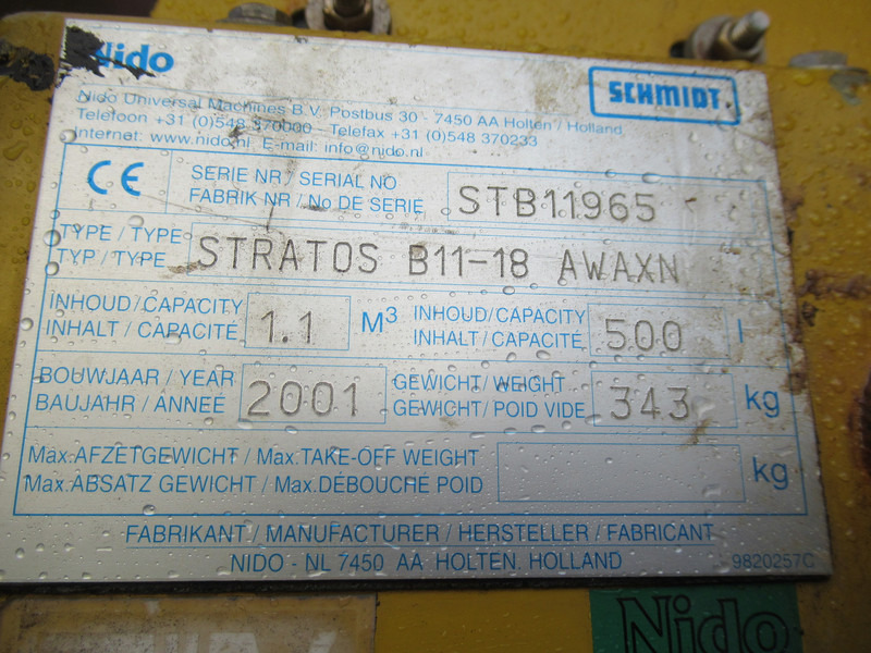 NIDO Stratos B11-18 AWAXN 1,1M3 + 500 L Zoutstrooier Saltzstreuer - Esparcidor de sal: foto 4 NIDO Stratos B11-18 AWAXN 1,1M3 + 500 L Zoutstrooier Saltzstreuer - Esparcidor de sal: foto 4