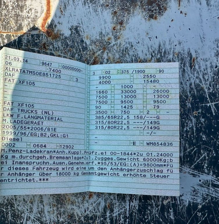 DAF 105.510 6X4 Kran Penz /Atlas Holz Crane DAF 105.510 6X4 Kran Penz /Atlas Holz Crane - Camión forestal, Camión grúa: foto 4 DAF 105.510 6X4 Kran Penz /Atlas Holz Crane DAF 105.510 6X4 Kran Penz /Atlas Holz Crane - Camión forestal, Camión grúa: foto 4