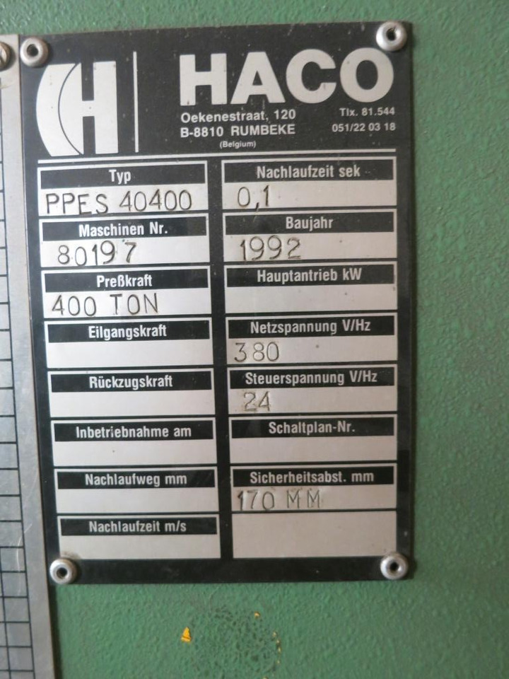HACO PPES 40400 - Prensa plegadora: foto 5 HACO PPES 40400 - Prensa plegadora: foto 5