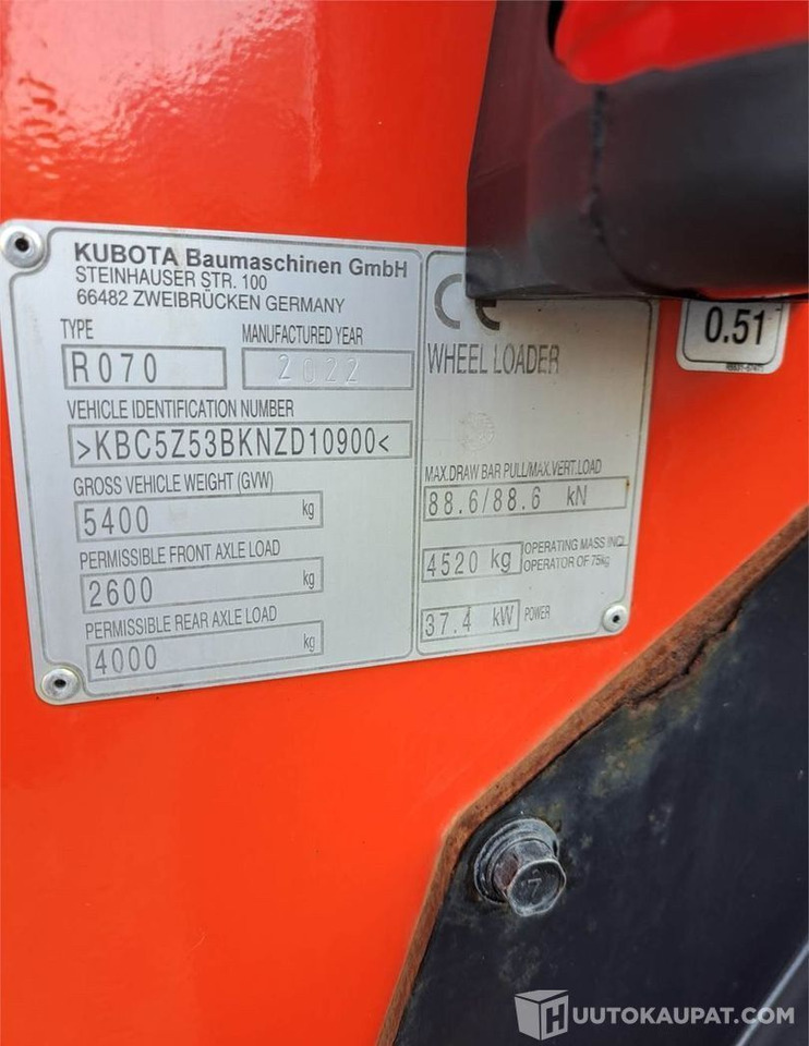 Arrendamiento de  Kubota R070, 2022, 641 h Kuormaaja Uutta vastaava, Pirkkala Kubota R070, 2022, 641 h Kuormaaja Uutta vastaava, Pirkkala: foto 7