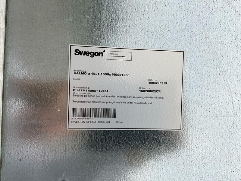 Swegon CALAMO A - Cinta transportadora: foto 5 Swegon CALAMO A - Cinta transportadora: foto 5