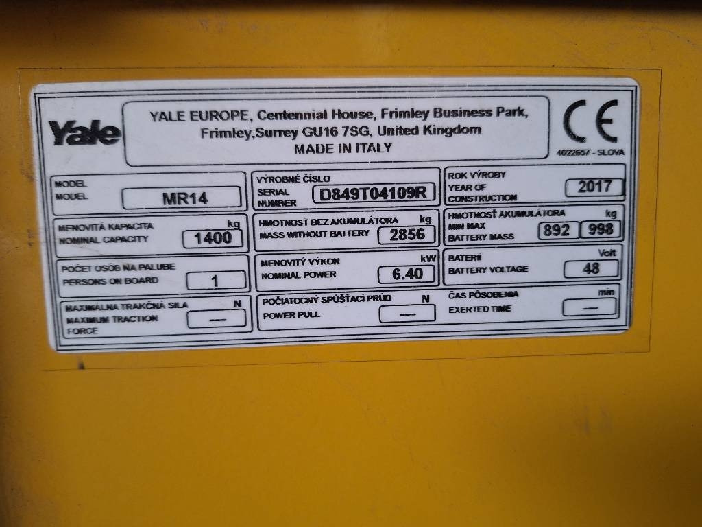 Yale MR 14 - Retráctil: foto 5 Yale MR 14 - Retráctil: foto 5