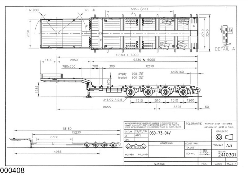 Nooteboom Lowbed 19.58 Meter, Extandable, Twistlocks, 82.750 KG - Semirremolque góndola rebajadas: foto 2 Nooteboom Lowbed 19.58 Meter, Extandable, Twistlocks, 82.750 KG - Semirremolque góndola rebajadas: foto 2