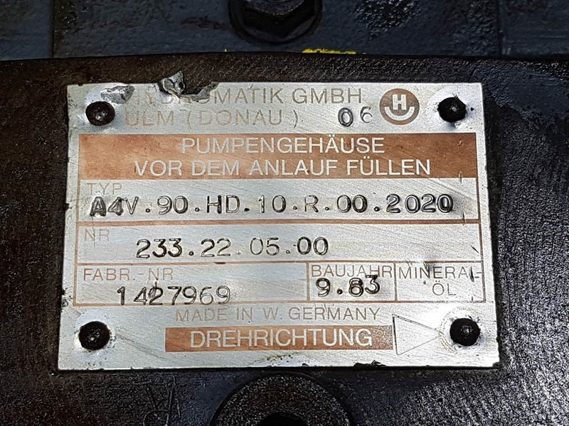 Hydromatik A4V90HD1.0R002020-233.22.05.00-Drive pump/Fahrpump - Hidráulica para Maquinaria de construcción: foto 4 Hydromatik A4V90HD1.0R002020-233.22.05.00-Drive pump/Fahrpump - Hidráulica para Maquinaria de construcción: foto 4