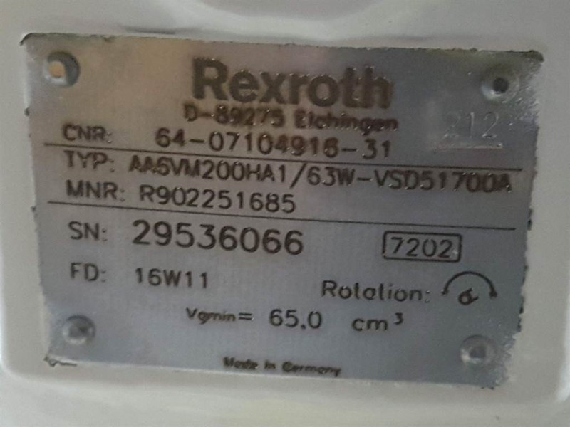 Rexroth AA6VM200HA1/63W-R902251685-Drive motor/Fahrmotor - Hidráulica: foto 5 Rexroth AA6VM200HA1/63W-R902251685-Drive motor/Fahrmotor - Hidráulica: foto 5