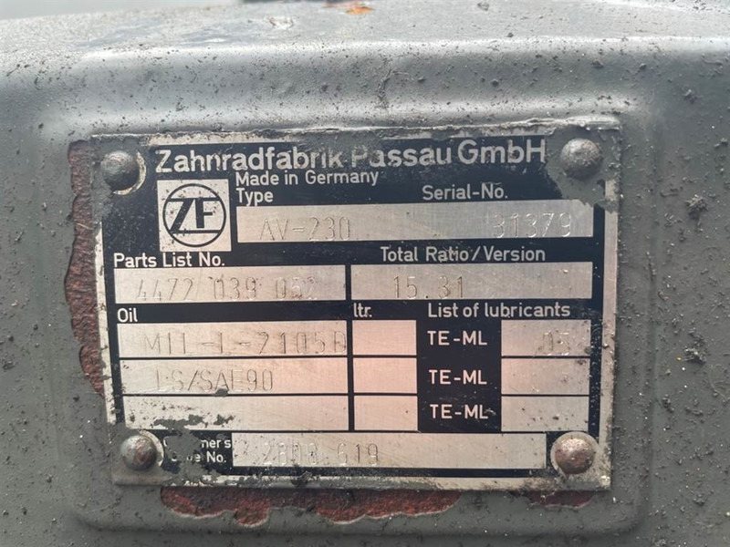 Eje y piezas para Maquinaria de construcción Volvo L30D-2808619-ZF AV-230-Axle/Achse/As: foto 7