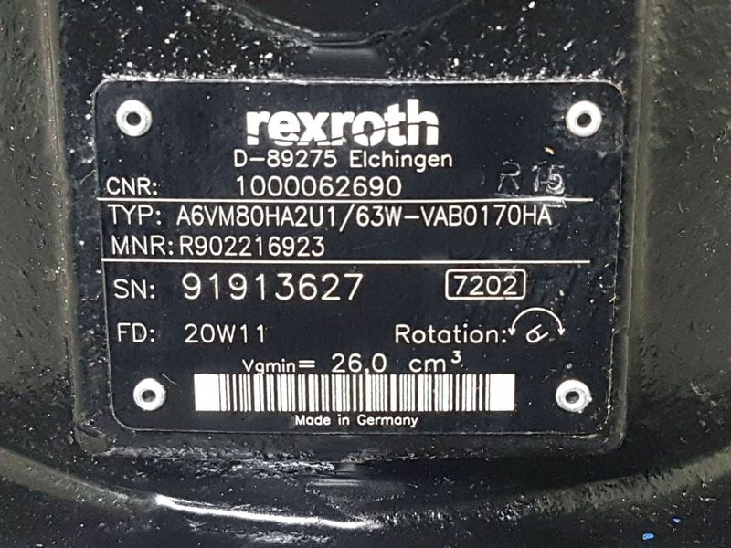 WACKER NEUSON 1000062690-Rexroth A6VM80-Drive motor/Fahrmotor - Hidráulica para Maquinaria de construcción: foto 5 WACKER NEUSON 1000062690-Rexroth A6VM80-Drive motor/Fahrmotor - Hidráulica para Maquinaria de construcción: foto 5