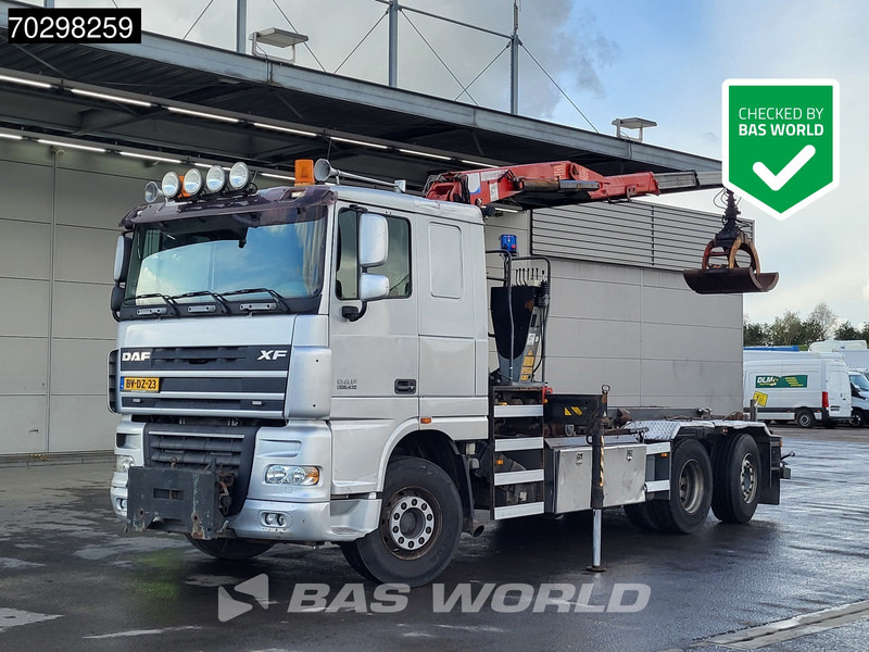 DAF XF105.410 XF 6X2 NL-Truck HMF 1643 Z2 Crane 24T Container system Lift+Steering-Axle Euro 5 - Camión con equipo de cable, Camión grúa: foto 1 DAF XF105.410 XF 6X2 NL-Truck HMF 1643 Z2 Crane 24T Container system Lift+Steering-Axle Euro 5 - Camión con equipo de cable, Camión grúa: foto 1