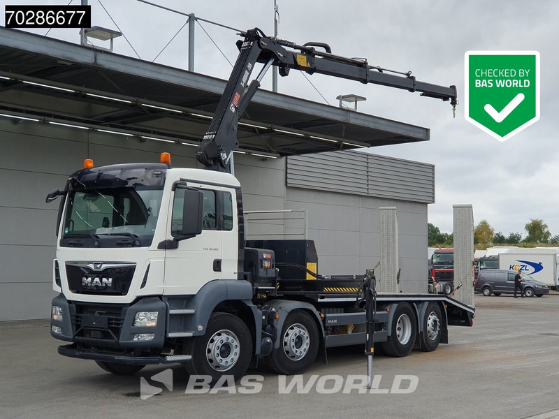 MAN TGS 35.360 8X2 HIAB X-Hiduo 158 BS-3 Crane Lift+lenkasche Machine transporter Euro 6 - Camión portavehículos, Camión grúa: foto 1 MAN TGS 35.360 8X2 HIAB X-Hiduo 158 BS-3 Crane Lift+lenkasche Machine transporter Euro 6 - Camión portavehículos, Camión grúa: foto 1