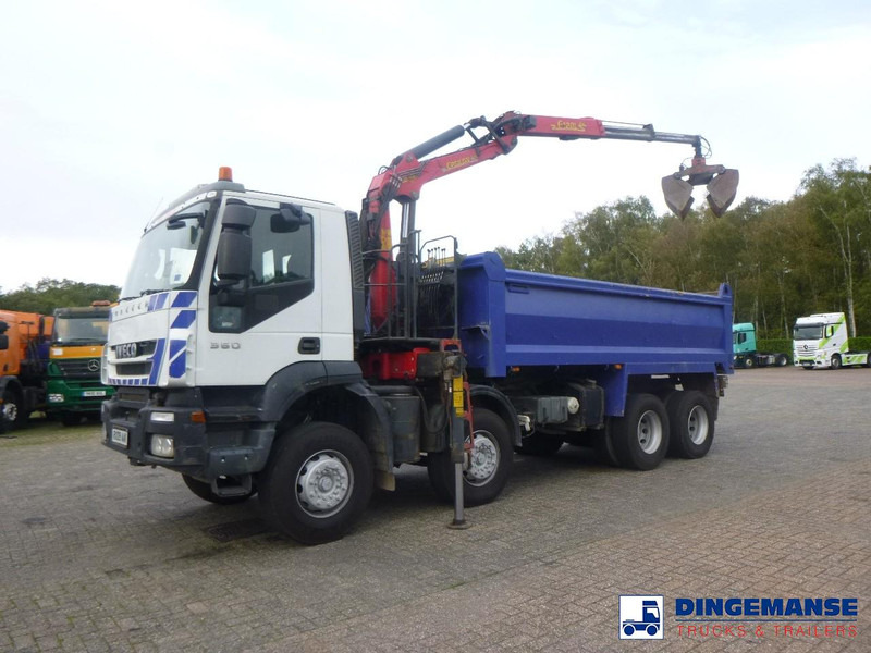 Iveco AD340T36 8x4 RHD tipper + Palfinger E120 plus + grapple - Camión grúa: foto 1 Iveco AD340T36 8x4 RHD tipper + Palfinger E120 plus + grapple - Camión grúa: foto 1
