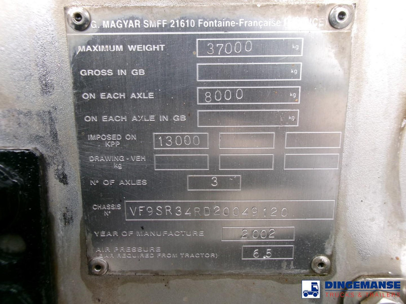 Semirremolque cisterna Magyar Chemical tank inox 37.4 m3 / 1 comp / ADR 30/11/2023: foto 13 Semirremolque cisterna Magyar Chemical tank inox 37.4 m3 / 1 comp / ADR 30/11/2023: foto 13