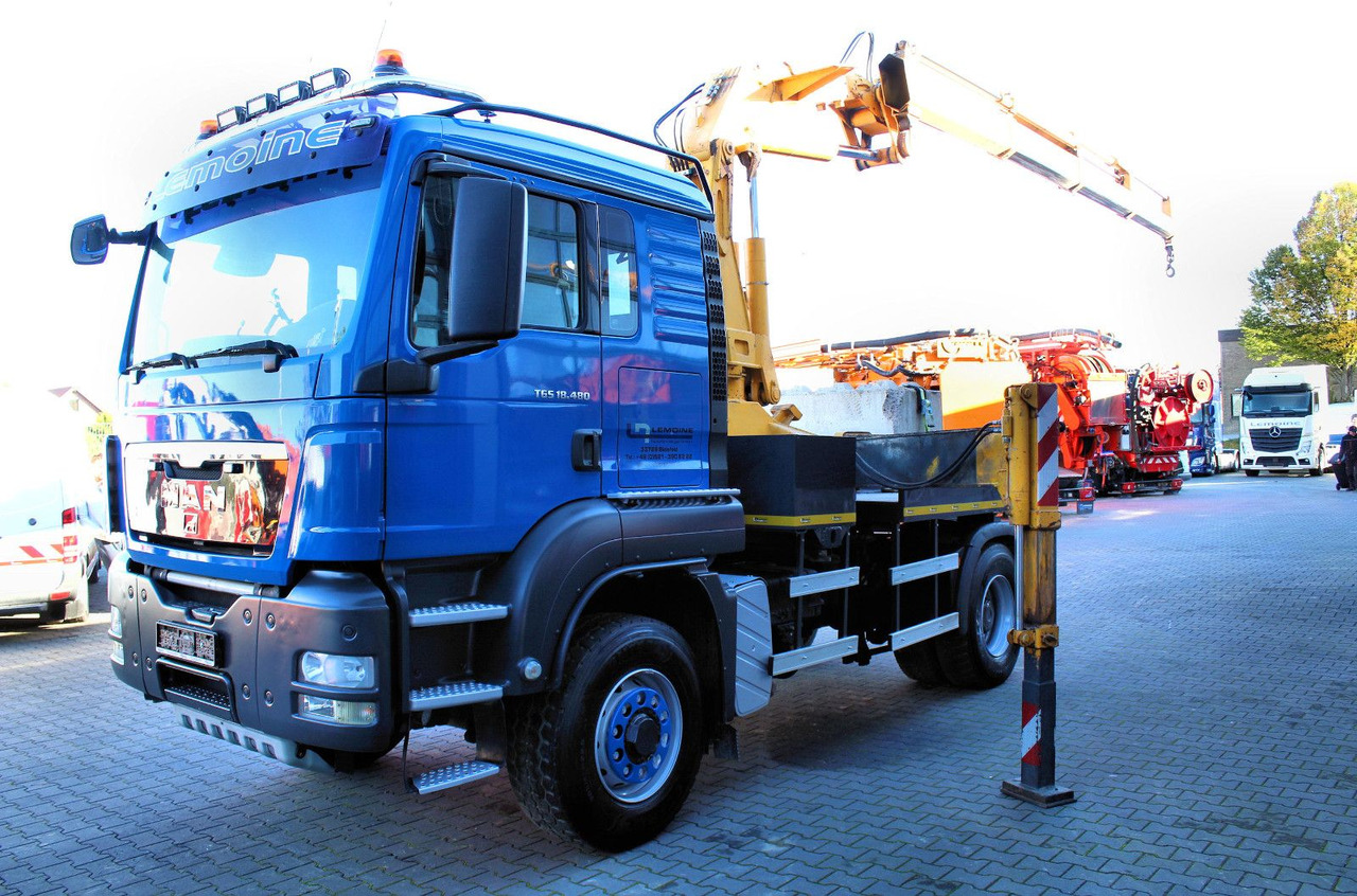 MAN TGS 18.480 4x4 BLS SZM+Pritsche MKG HLK 340 Kran - Camión caja abierta, Camión grúa: foto 3 MAN TGS 18.480 4x4 BLS SZM+Pritsche MKG HLK 340 Kran - Camión caja abierta, Camión grúa: foto 3