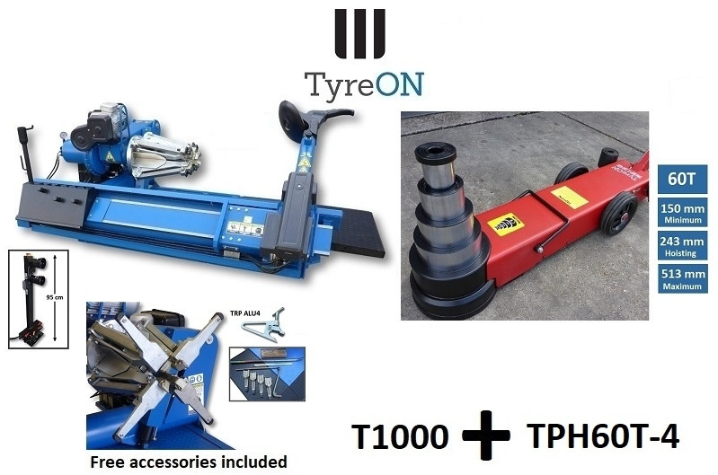 2-speed 56 Inch truck tyre changer + 60T 4-stage air hydraulic jack - Equipo de taller: foto 1 2-speed 56 Inch truck tyre changer + 60T 4-stage air hydraulic jack - Equipo de taller: foto 1