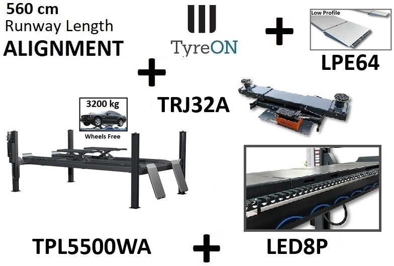 4 post alignment lift wheels free lifting system 5500kg + 3.2T axle jack + runway lights + low profile ramp extensions - Equipo de taller: foto 1 4 post alignment lift wheels free lifting system 5500kg + 3.2T axle jack + runway lights + low profile ramp extensions - Equipo de taller: foto 1