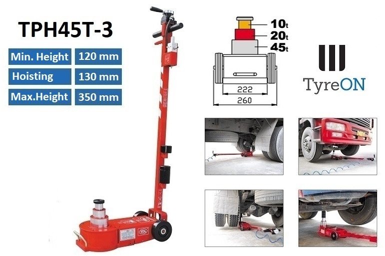 TPH45T-3 Air hydraulic jack 45 Tons - Minimum height 12 cm - portable (40 kg) - Equipo de taller: foto 1 TPH45T-3 Air hydraulic jack 45 Tons - Minimum height 12 cm - portable (40 kg) - Equipo de taller: foto 1