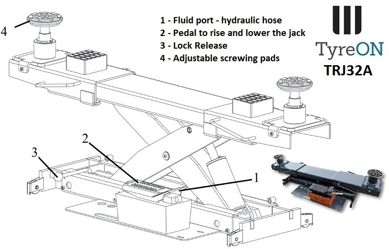 TRJ32A air hydraulic rolling jack 3.2T- Height adjustable adapters - Equipo de taller: foto 2 TRJ32A air hydraulic rolling jack 3.2T- Height adjustable adapters - Equipo de taller: foto 2