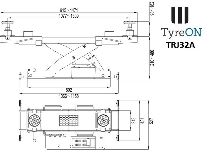 TRJ32A air hydraulic rolling jack 3.2T- Height adjustable adapters - Equipo de taller: foto 3 TRJ32A air hydraulic rolling jack 3.2T- Height adjustable adapters - Equipo de taller: foto 3