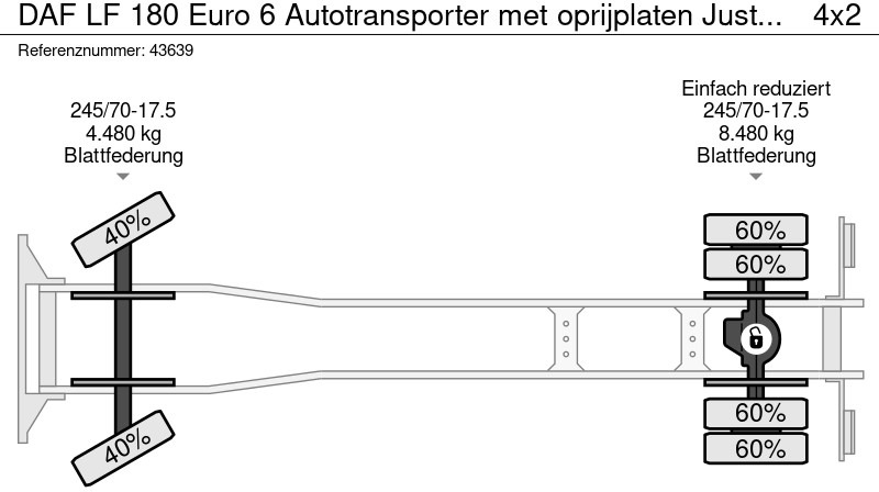 Camión portavehículos DAF LF 180 Euro 6 Autotransporter met oprijplaten Just 136.604 km!: foto 17