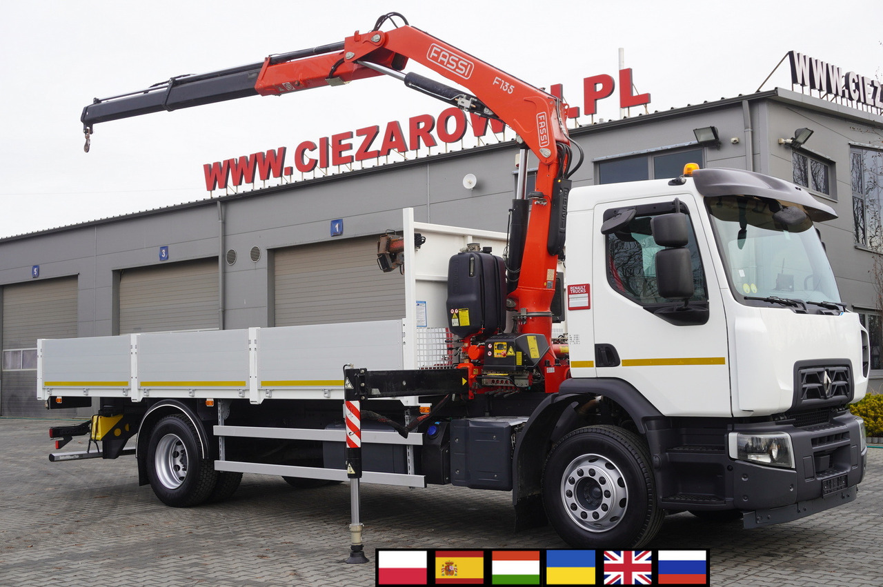 RENAULT C280 DTI 8 / FASSI crane 5.6 T / range 8 m / Flatbed 15 EPAL - Camión grúa: foto 1 RENAULT C280 DTI 8 / FASSI crane 5.6 T / range 8 m / Flatbed 15 EPAL - Camión grúa: foto 1
