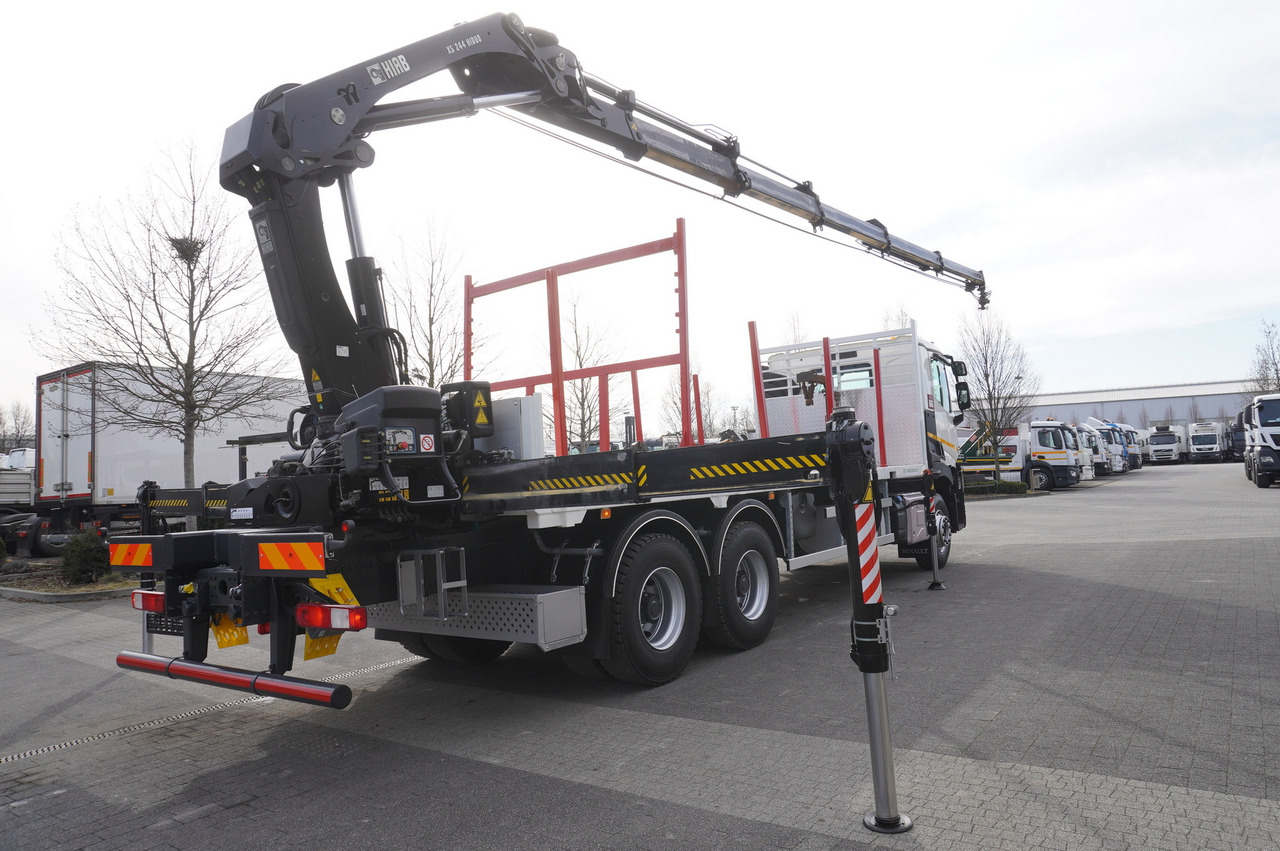 Camión forestal, Camión grúa para transporte de madera RENAULT C430 / HIAB 244 EP-5 HIDUO crane 8400 kg 15 m / Platform with stanchions: foto 11