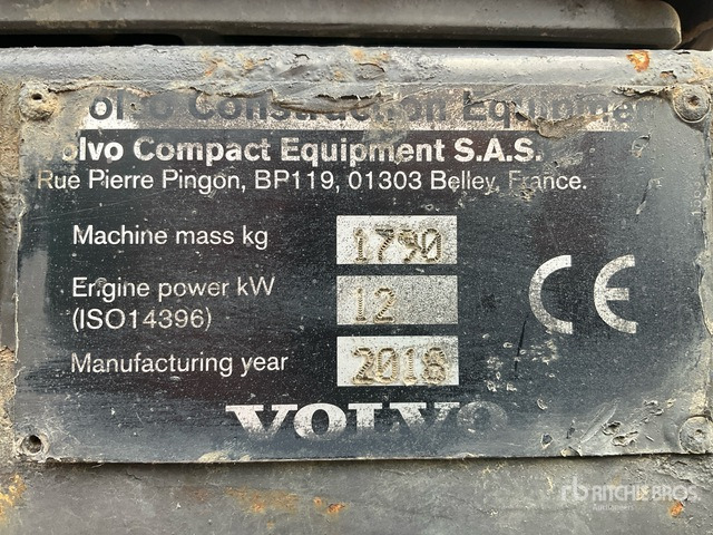 2016 Volvo EC18D Mini Excavator: <6.6t - Miniexcavadora: foto 5 2016 Volvo EC18D Mini Excavator: <6.6t - Miniexcavadora: foto 5