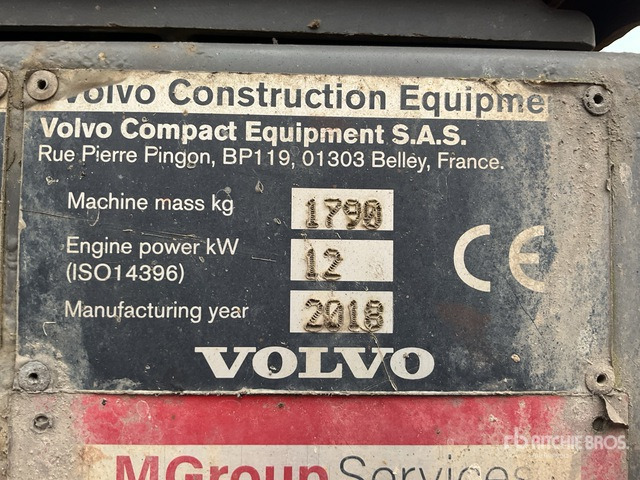 2018 Volvo EC18D Mini Excavator: <6.6t - Miniexcavadora: foto 5 2018 Volvo EC18D Mini Excavator: <6.6t - Miniexcavadora: foto 5