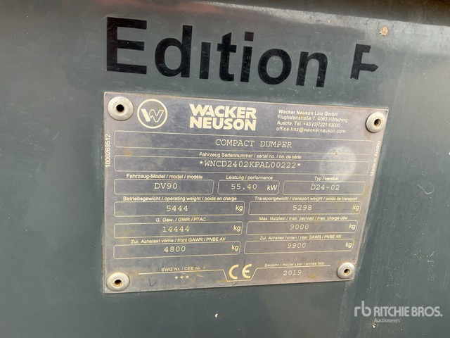 2019 Wacker Neuson DV90 9 ton 4x4 Swivel Dumper - Dúmper: foto 2 2019 Wacker Neuson DV90 9 ton 4x4 Swivel Dumper - Dúmper: foto 2